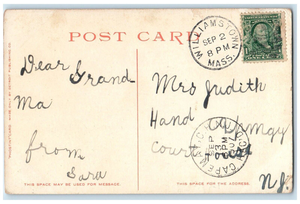 1907 Delpa Kappa Epsilon Fraternity House Williams College Phostint Postcard