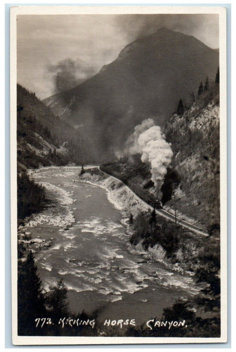Kicking Horse Canyon Railroad Train Bryan Harmon RPPC Photo Antique Postcard