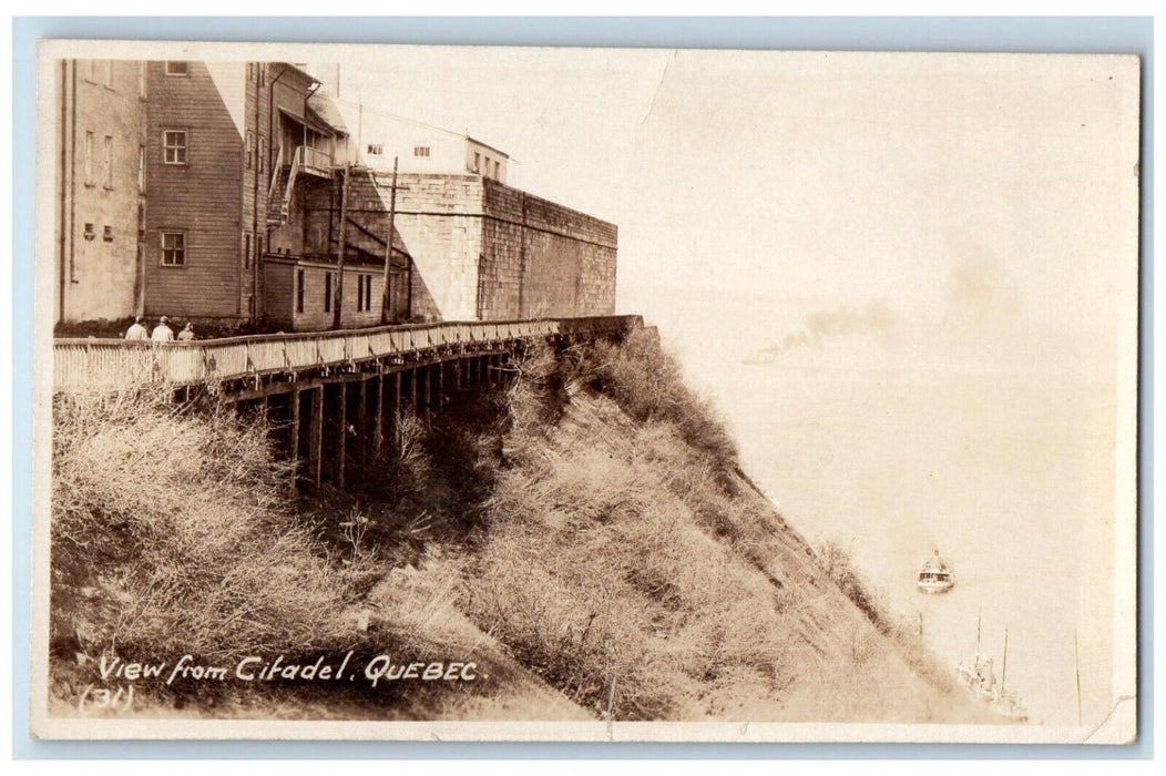 c1930's View From Citadel Steamer Ship Quebec Canada RPPC Photo Vintage Postcard