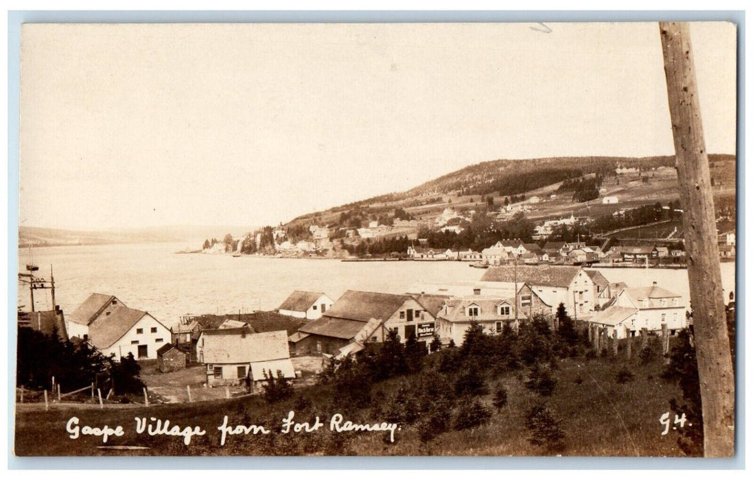 c1930's View Of Gaspe Village From Fort Ramsey Canada RPPC Photo Postcard