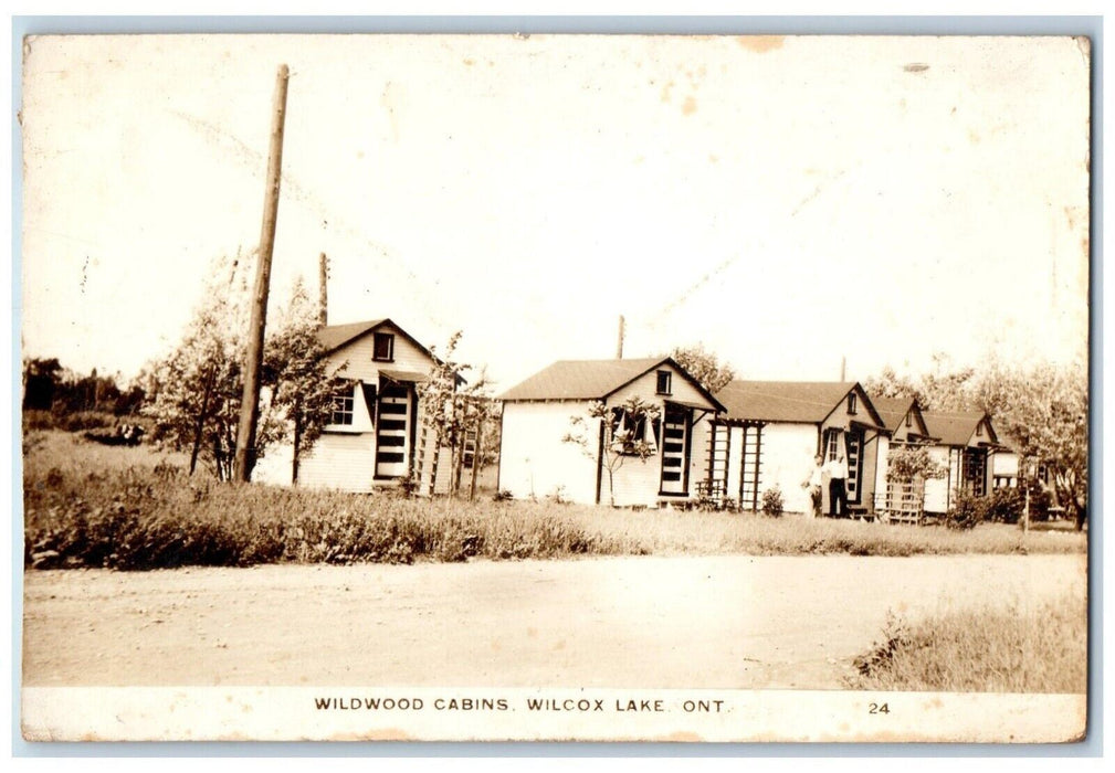 Wildwood Cabins Dirt Road Wilcox Lake Ontario Canada RPPC Photo Posted Postcard