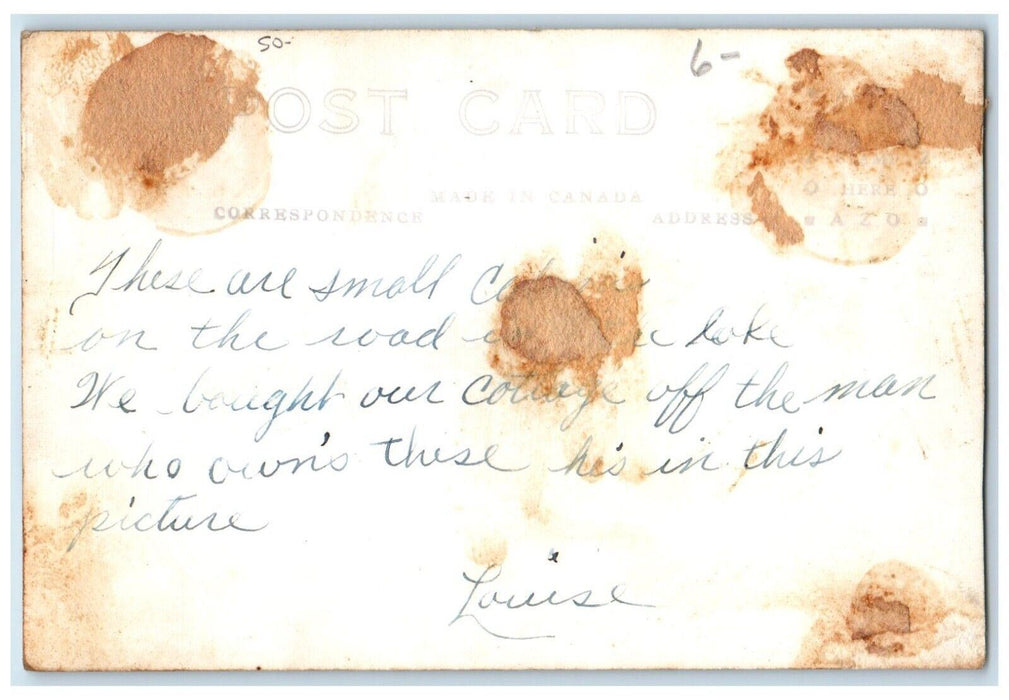 Wildwood Cabins Dirt Road Wilcox Lake Ontario Canada RPPC Photo Posted Postcard
