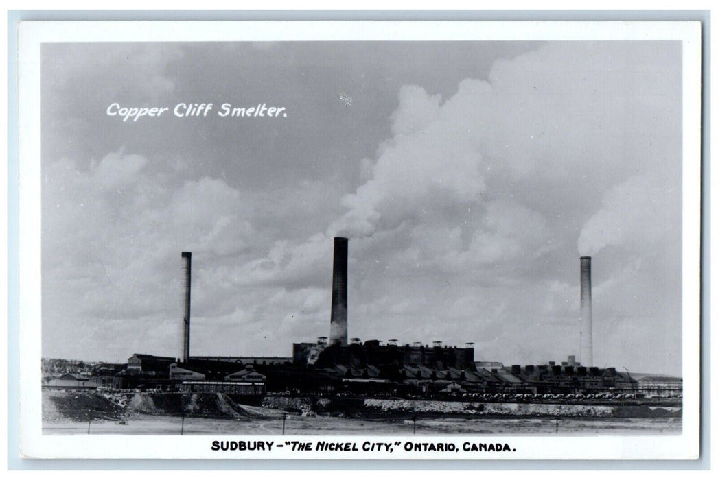 Copper Cliff Smelter Sudbury The Nickle City Ontario Canada RPPC Photo Postcard