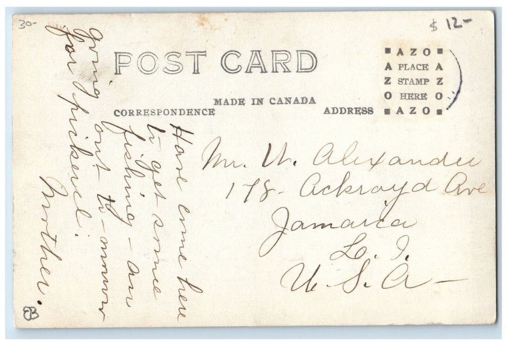 Steamer Ship Scene From Hotel Belvedere Parry Sound Ontario RPPC Photo Postcard