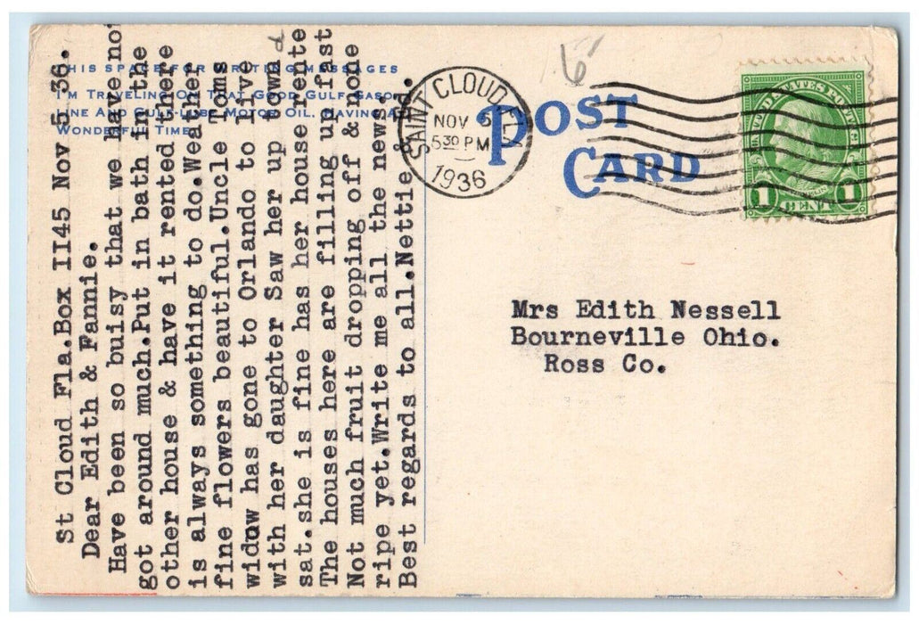 1936 Avenue Of Palms Tree Royal Fort Myers Saint Cloud Florida FL Postcard