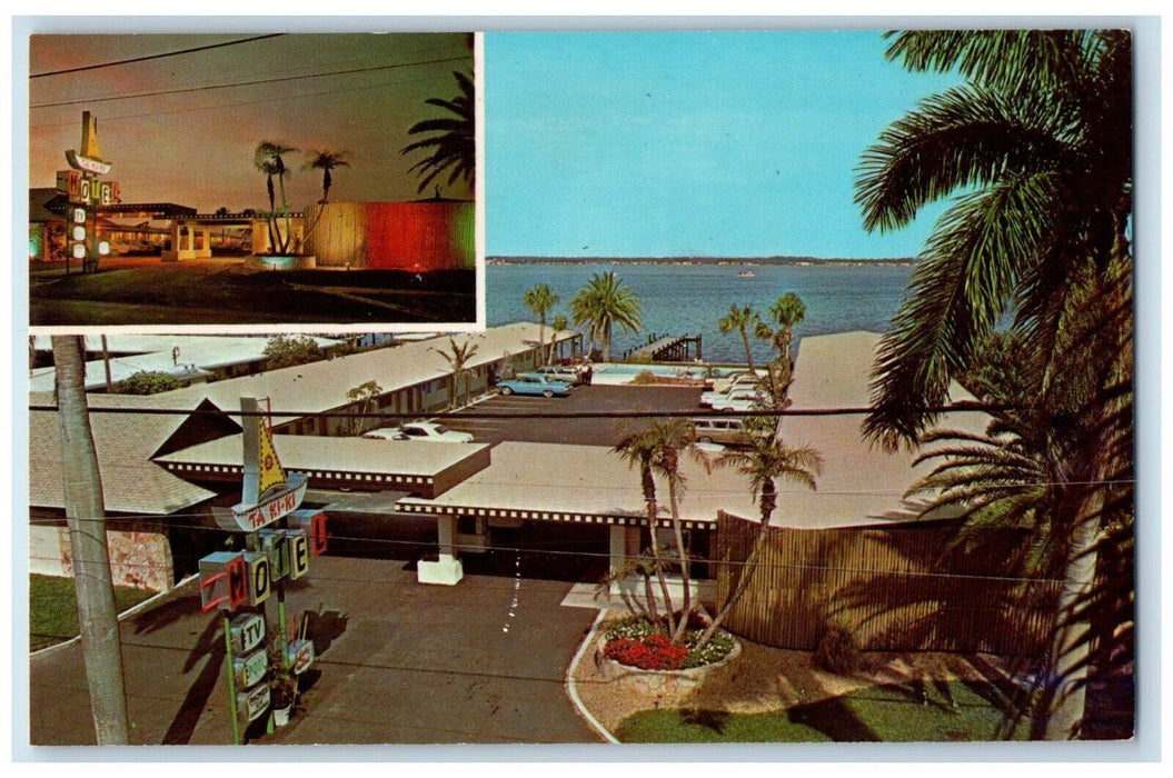 c1960's Ta Ki-ki Motel Swimming Pool Fort Myers Florida FL Dual View Postcard