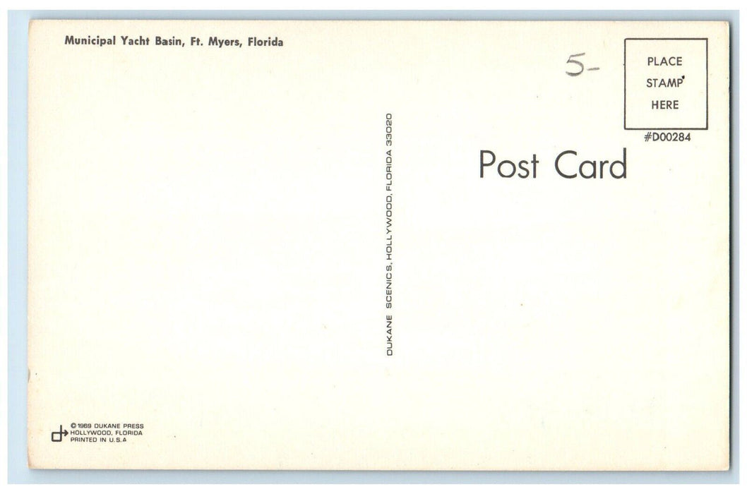 c1960's Municipal Yacht Basin Boats Palm Trees Fort Myers Florida FL Postcard