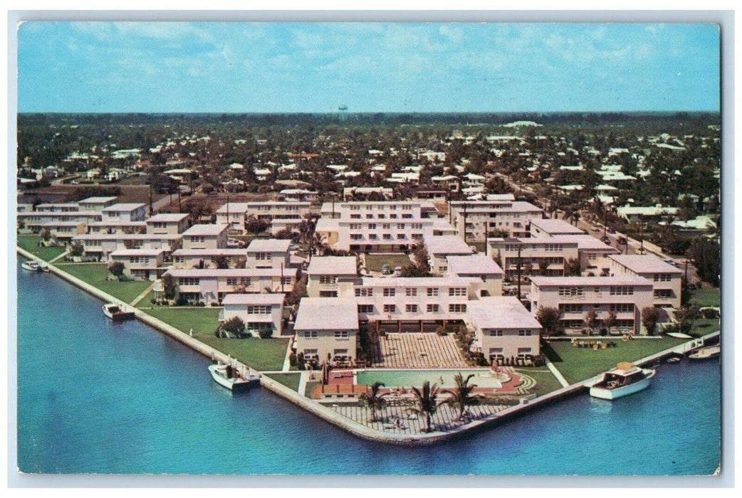 c1960's Aerial View Of Karen Club Apartments Fort Lauderdale Florida FL Postcard