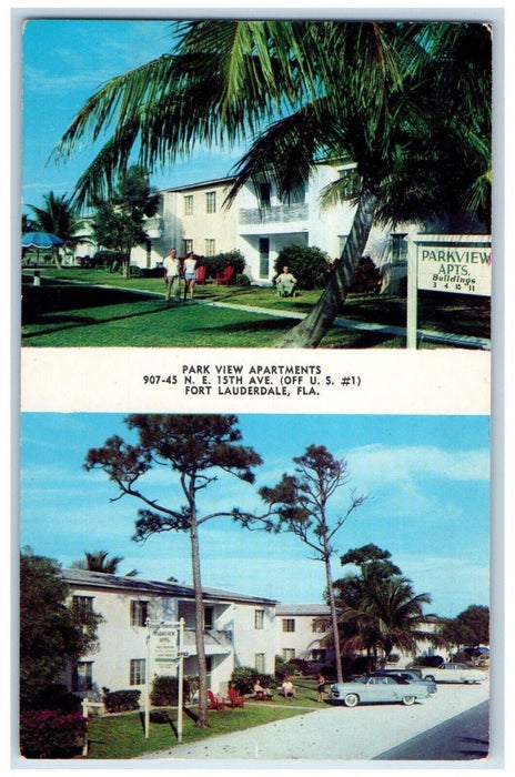 c1960's Park View Apartments Fort Lauderdale Florida FL Dual View Postcard