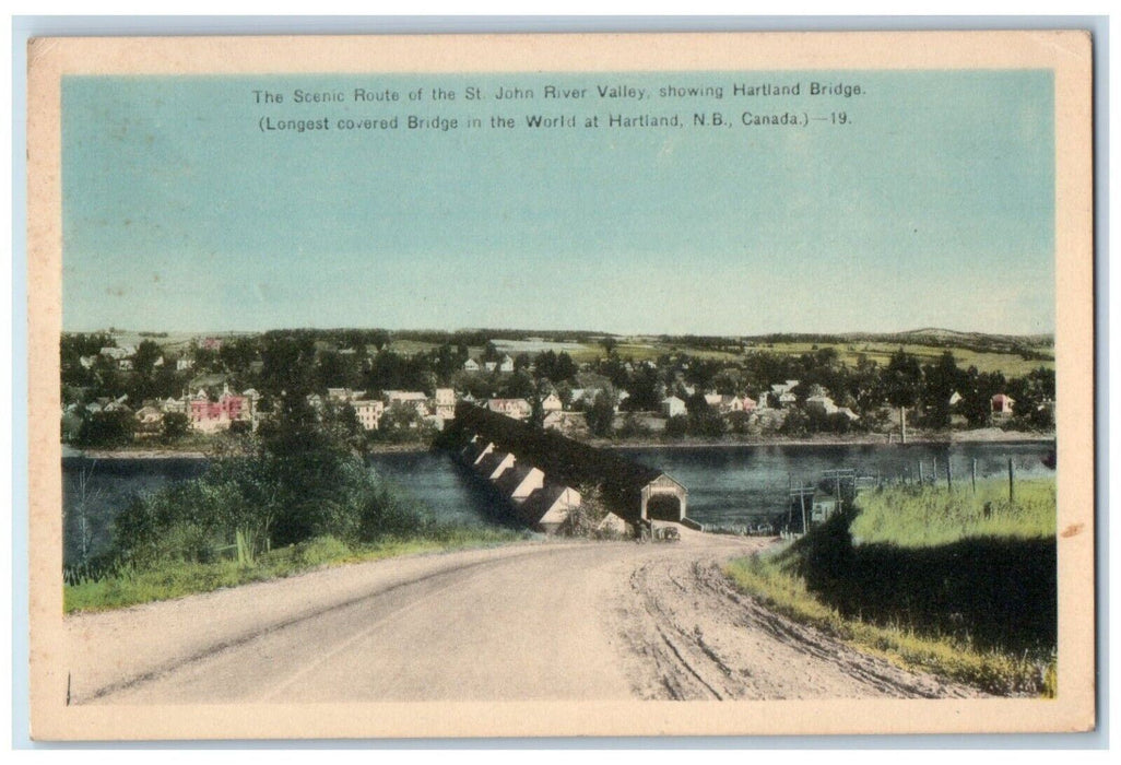 1951 Longest Bridge St John River Valley Hartland Bridge NB Canada CA Postcard