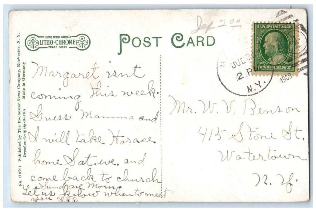 1909 Old Stone Arch Bridge Campbells Point Lake Ontario Watertown NY Postcard