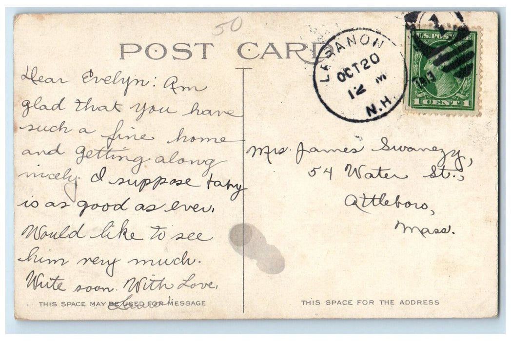 1913 Picturesque Road East Lebanon New Hampshire NH Vintage Antique Postcard
