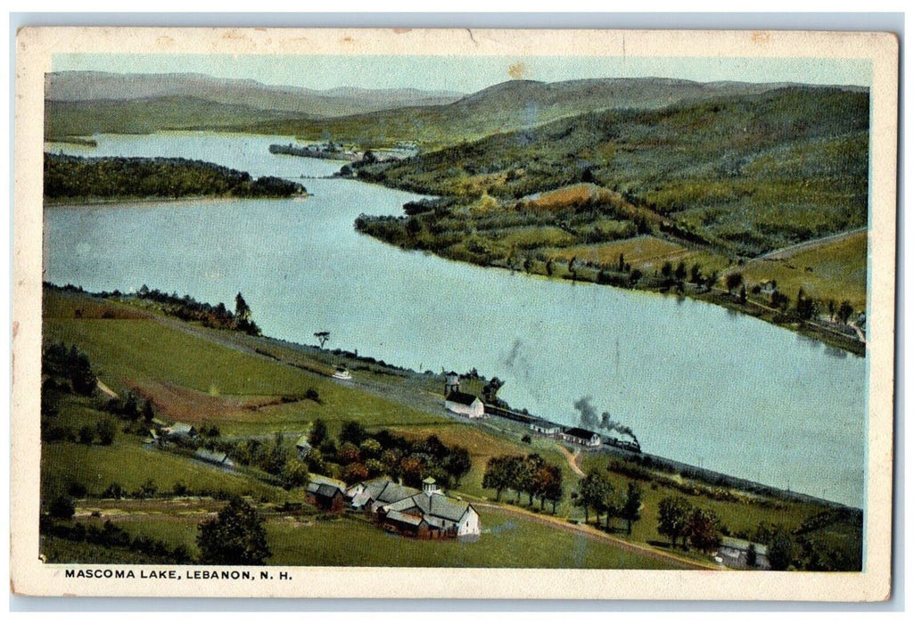 c1910 Birds Eye View Mascoma Lake Lebanon New Hampshire NH Antique Postcard