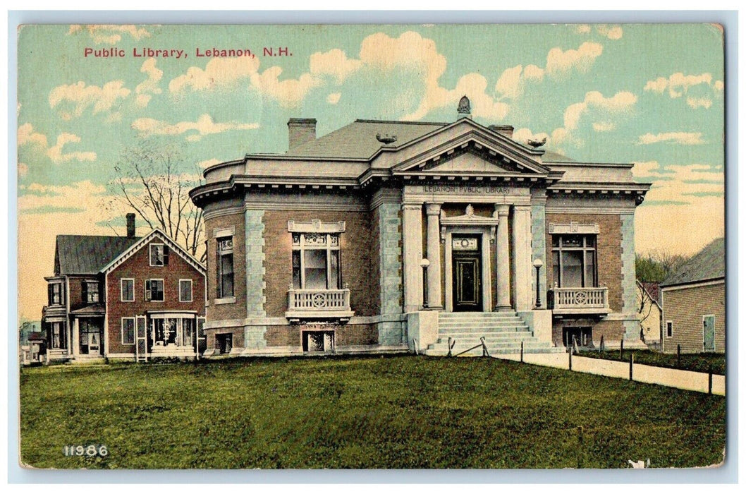 1911 Public Library Lebanon New Hampshire NH Vintage Antique Postcard