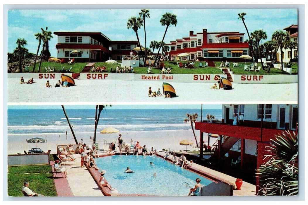 Sun & Surf Apartment Motel Swimming Pool Daytona Beach FL Dual View Postcard