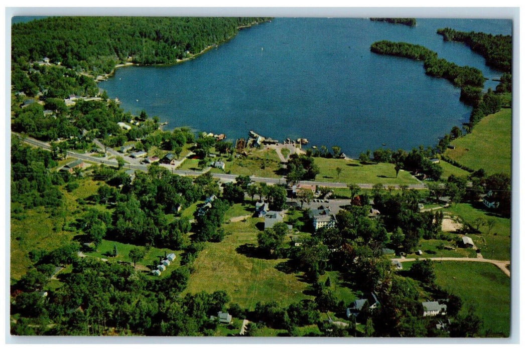 c1960 Beautiful Vacation Land Aerial View Center Harbor New Hampshire Postcard