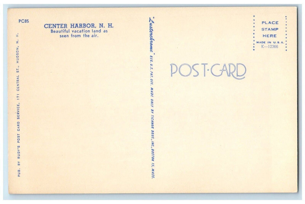 c1960 Beautiful Vacation Land Aerial View Center Harbor New Hampshire Postcard