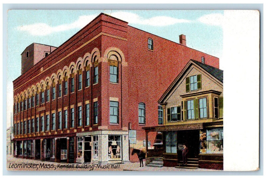 View Of Kendall Building Music Hall Leominster Massachusetts MA Postcard