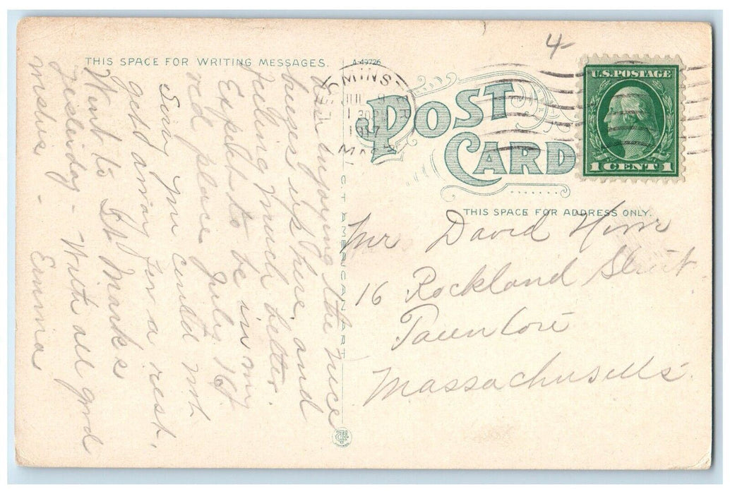 1917 Public Library Building Leominster Massachusetts MA Vintage Postcard