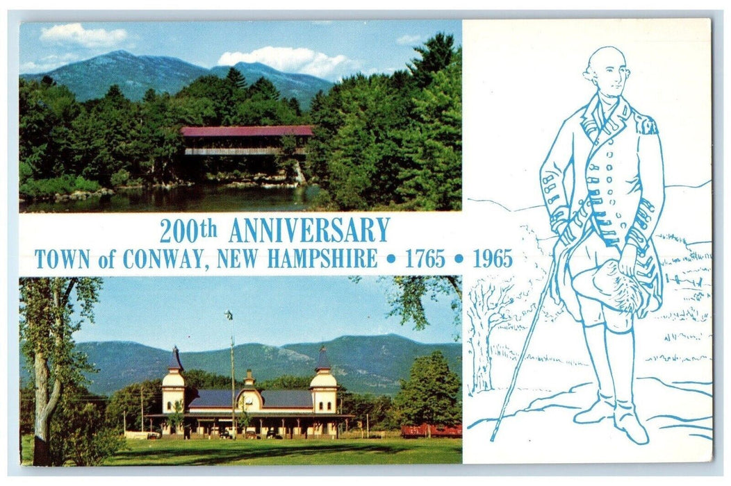 c1960 200th Anniversary Town Saco River Bridge Conway New Hampshire NH Postcard