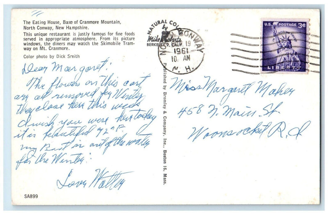 1961 Eating House Base Cranmore Mountain North Conway New Hampshire NH Postcard