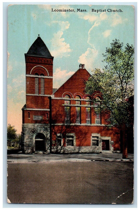 c1930's Baptish Chruch Street View Leominster Massachusetts MA Vintage Postcard
