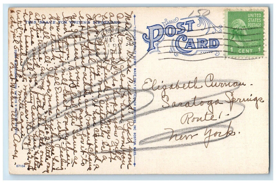 1944 Post Office Building Main Street View Leominster Massachusetts MA Postcard