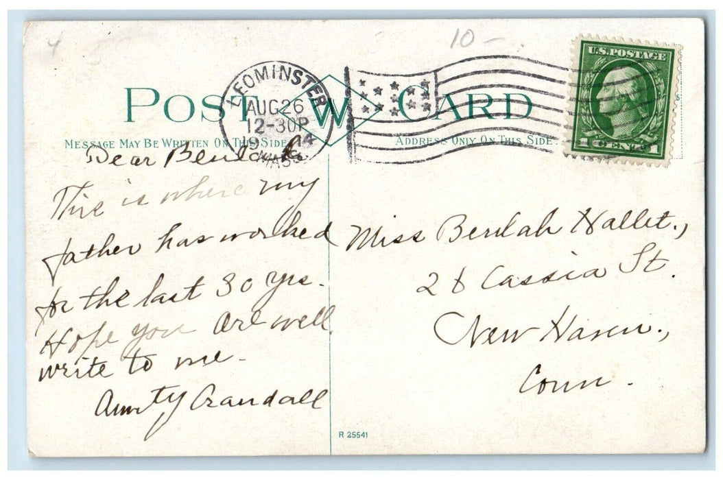 1914 Wachusett Shirt Company's Factory Leominster Massachusetts MA Postcard