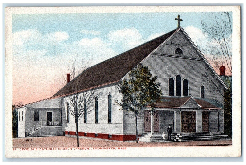ST. Cecelia's Catholic Chruch (French) Leominster Massachusetts MA Postcard
