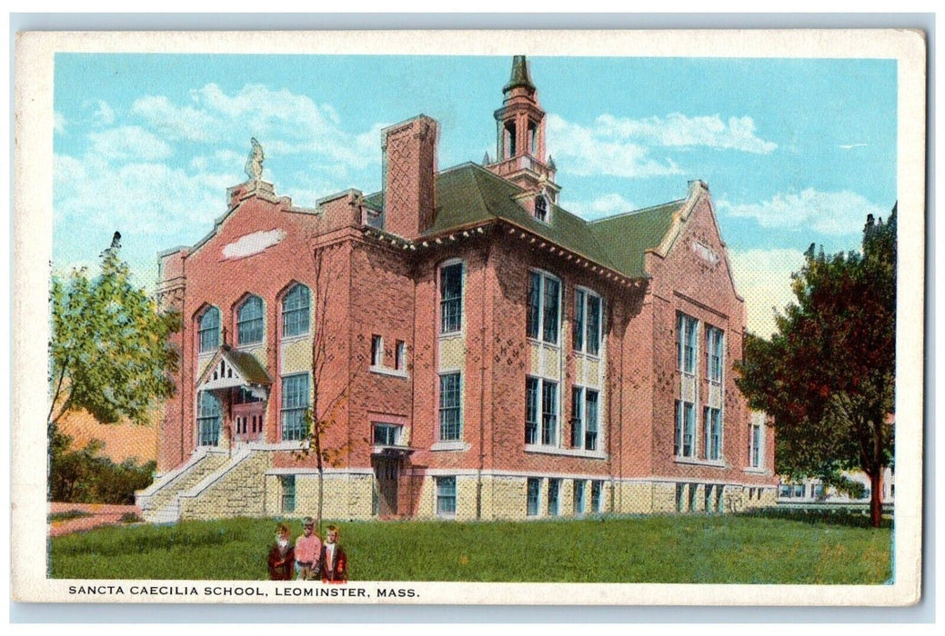Sancta Caecilia School Building Leominster Massachusetts MA Vintage Postcard