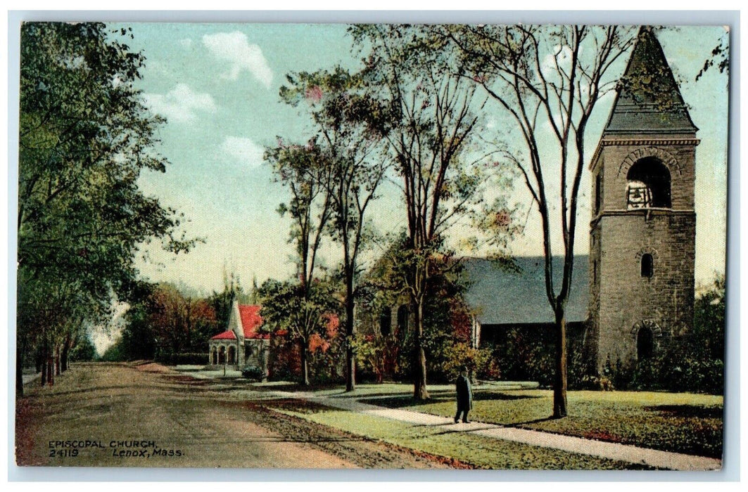 C1950's View Of Episcopal Chruch Lenox Massachusetts MA Vintage Postcard