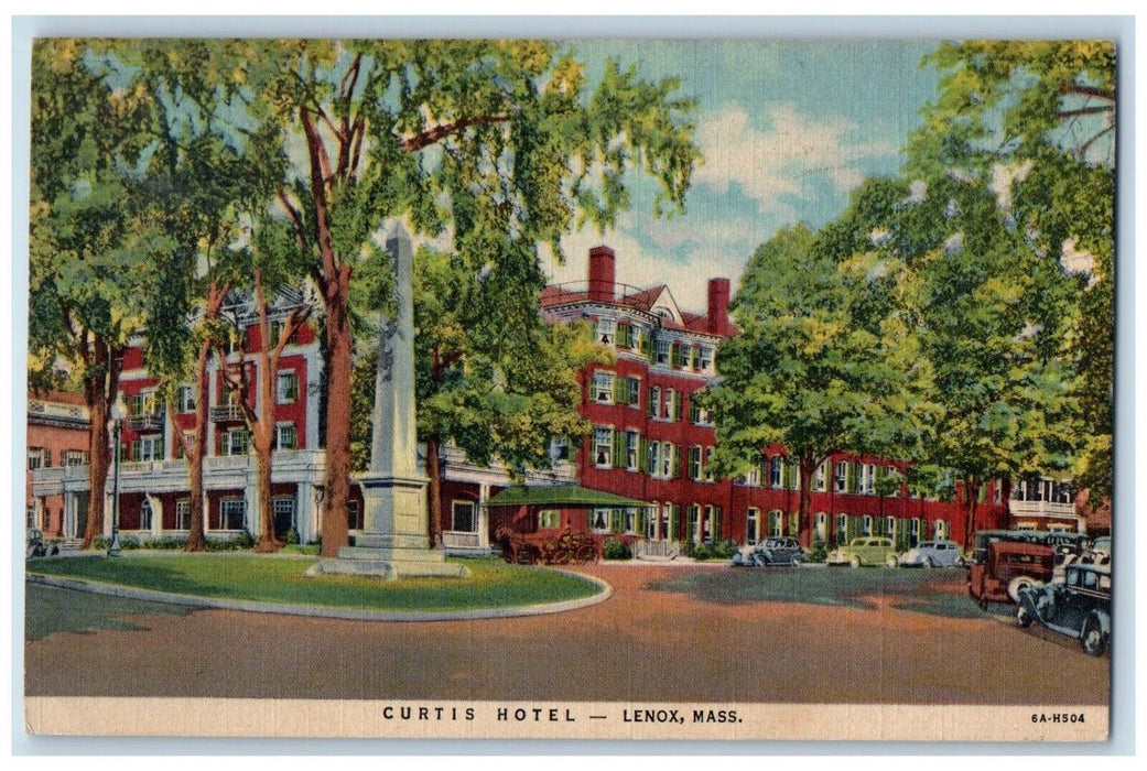1949Curtis Hotel Cars Monument View Lenox Massachusetts MA Vintage Postcard