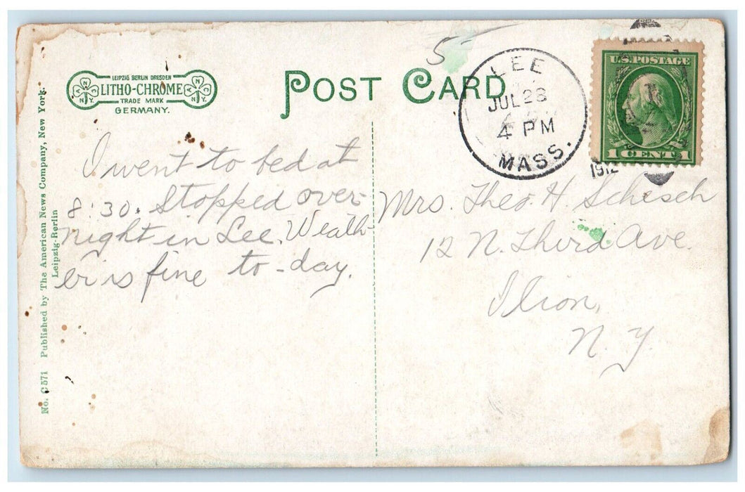 1912 View Of Town Halls Lenox LEE Massachusetts MA Vintage Posted Postcard