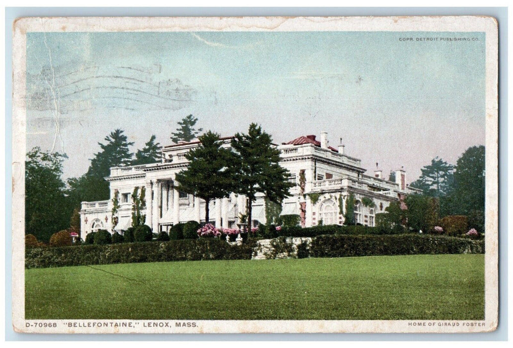1917 Bellefontaine Building Lenox Pittsfield Massachusetts MA Phostint Postcard