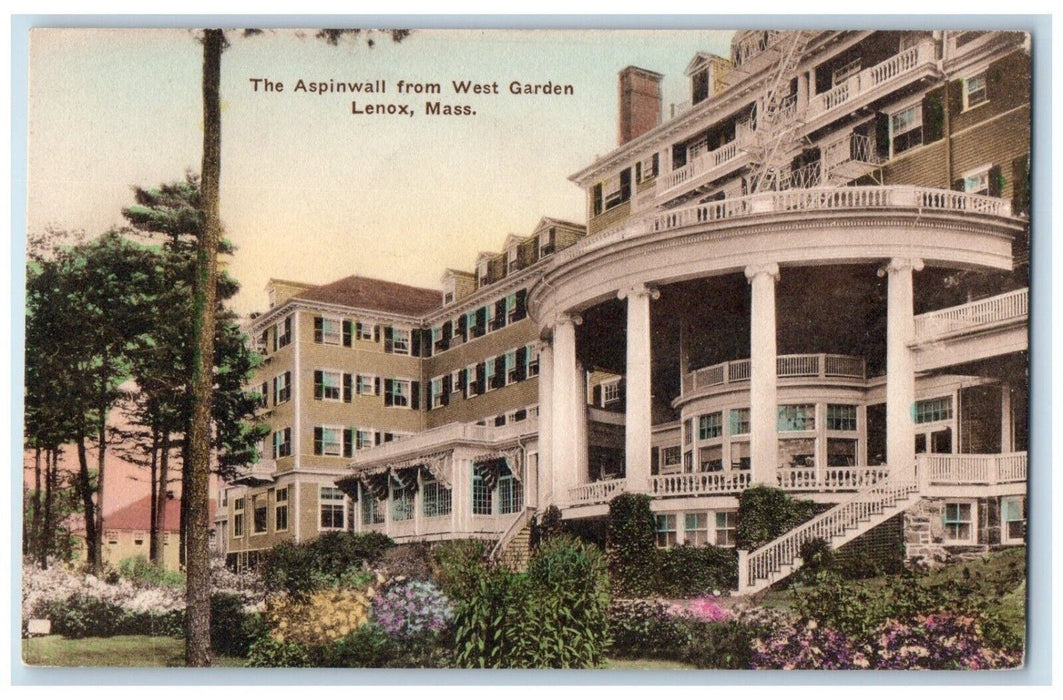 The Aspinwall Building West Garden Lenox Massachusetts MA Vintage Postcard