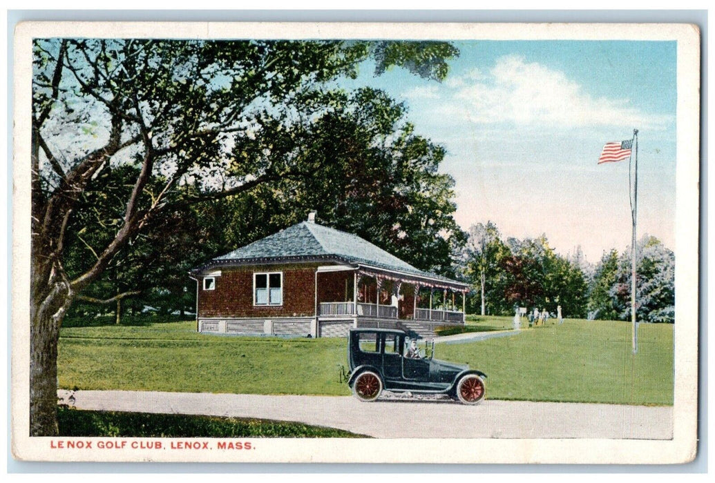 1924 Lenox Golf Club Cars Street View Massachusetts MA Vintage Postcard