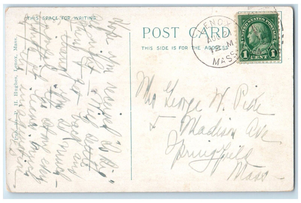 1924 Lenox Golf Club Cars Street View Massachusetts MA Vintage Postcard