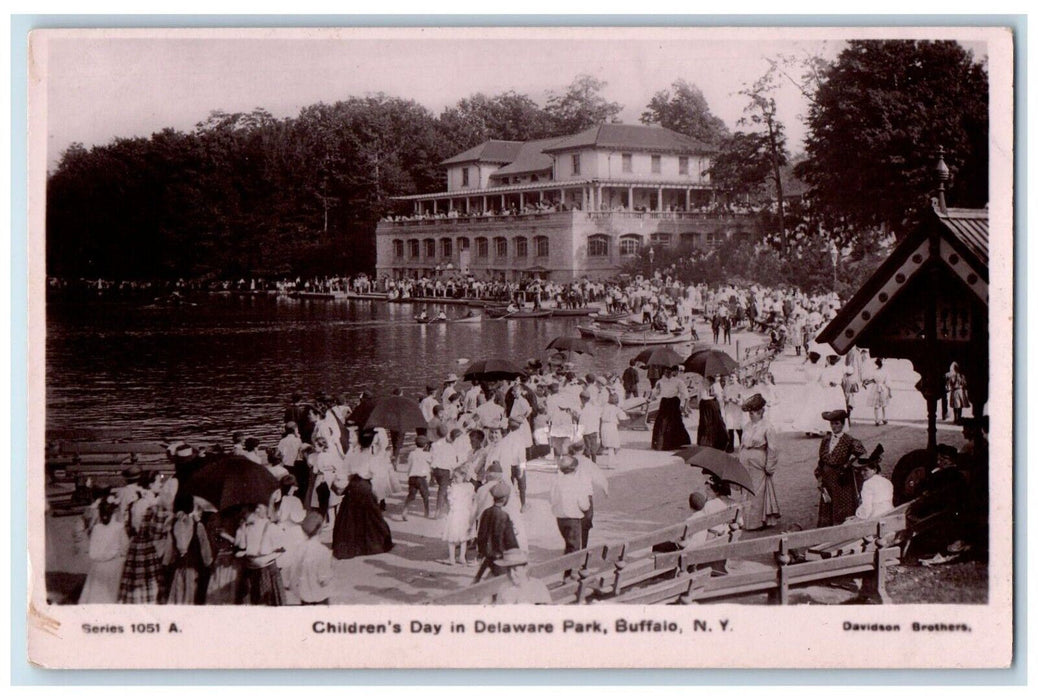 c1910's Children's Day In Delaware Park Buffalo New York NY RPPC Photo Postcard