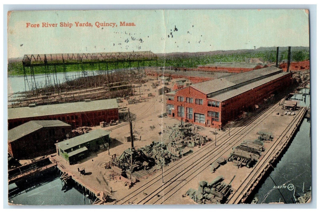 1913 Fore River Ship Yards, Quincy Massachusetts MA Antique Posted Postcard