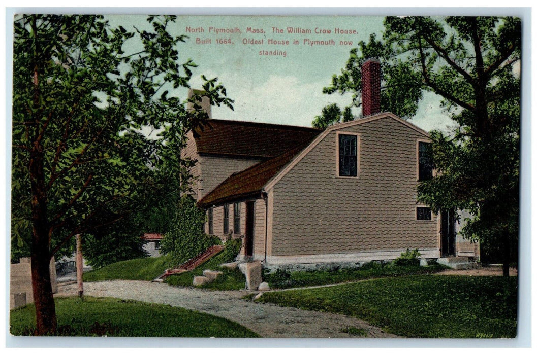 c1910 The William Crow House Oldest House in Plymouth Massachusetts MA Postcard