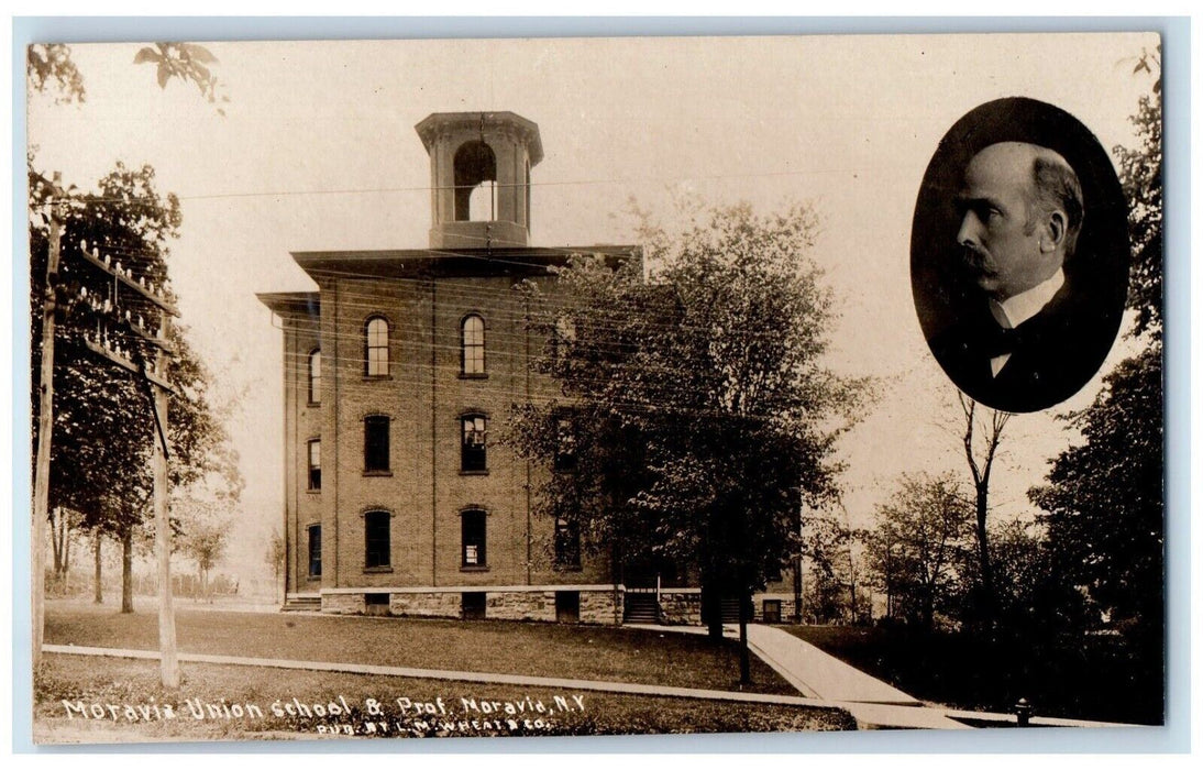 c1930's Moravia Union School & Prof. Moravia New York NY RPPC Photo Postcard