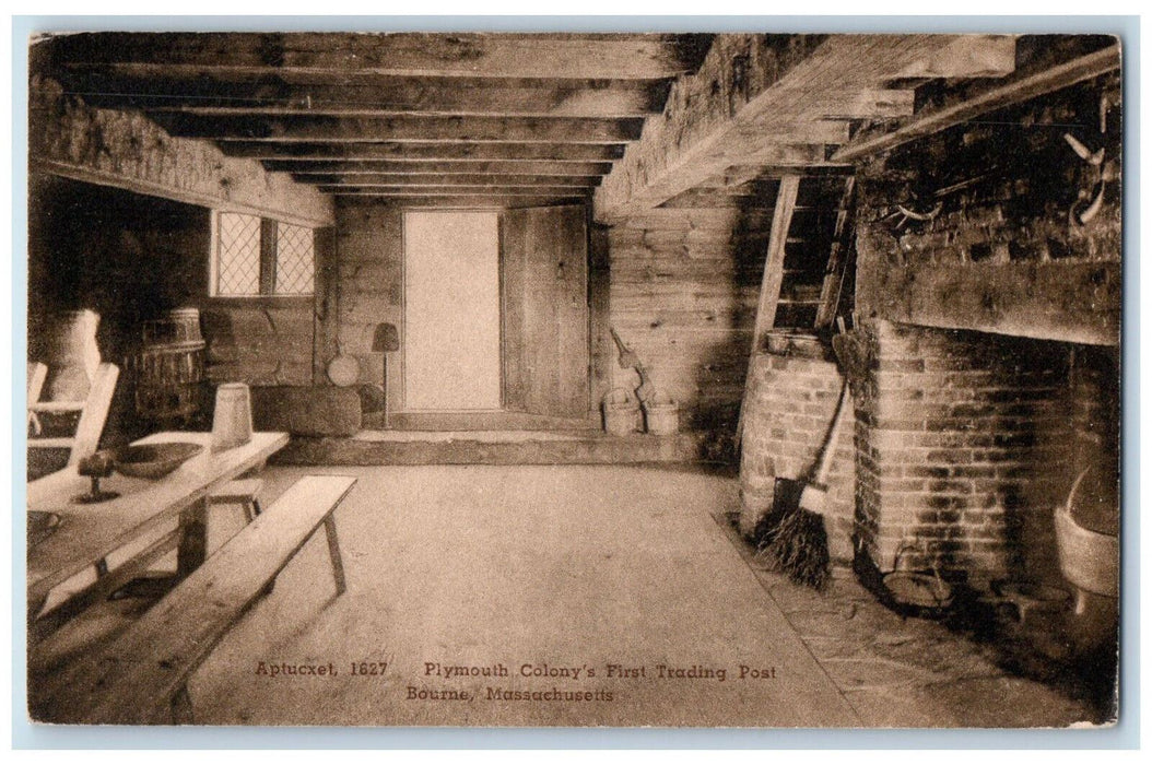 c1950's Plymouth Colony's First Trading Post Bourne Massachusetts MA Postcard