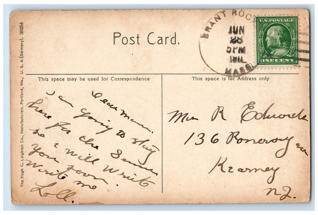 1911 Old Street Houses Plymouth Massachusetts MA Brant Rock MA Postcard
