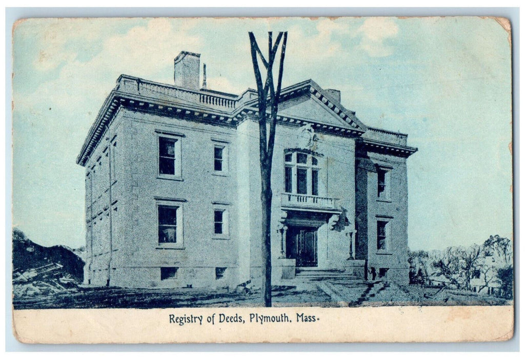 c1910 Registry of Deeds Plymouth Massachusetts MA Antique Unposted Postcard