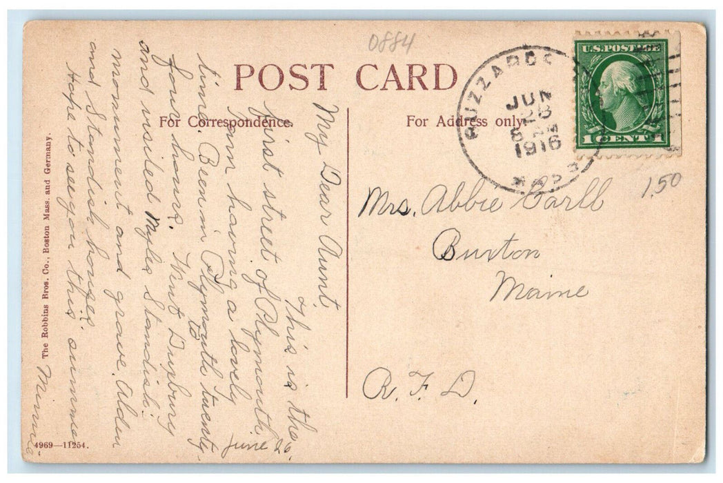 1916 View of Leyden Street Houses Plymouth Massachusetts MA Antique Postcard