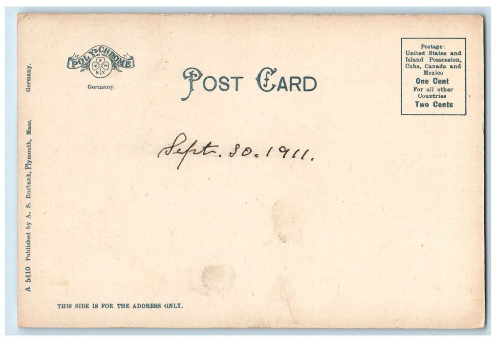 1911 View of Plymouth from the South Massachusetts MA Antique Postcard