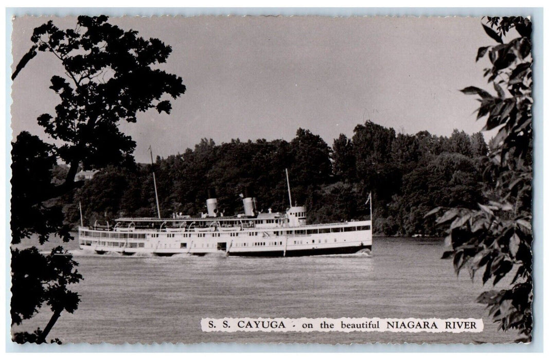 SS Steamer Ship Cayuga Niagara River New York NY RPPC Photo Antique Postcard