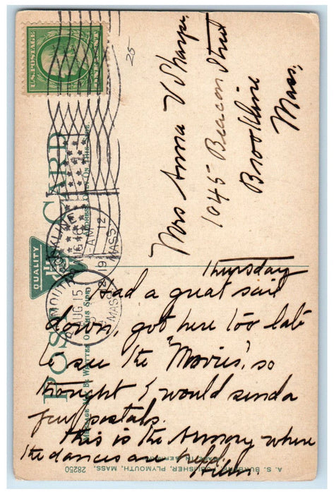 1912 Standish Guards Armory Plymouth Massachusetts MA Antique Posted Postcard