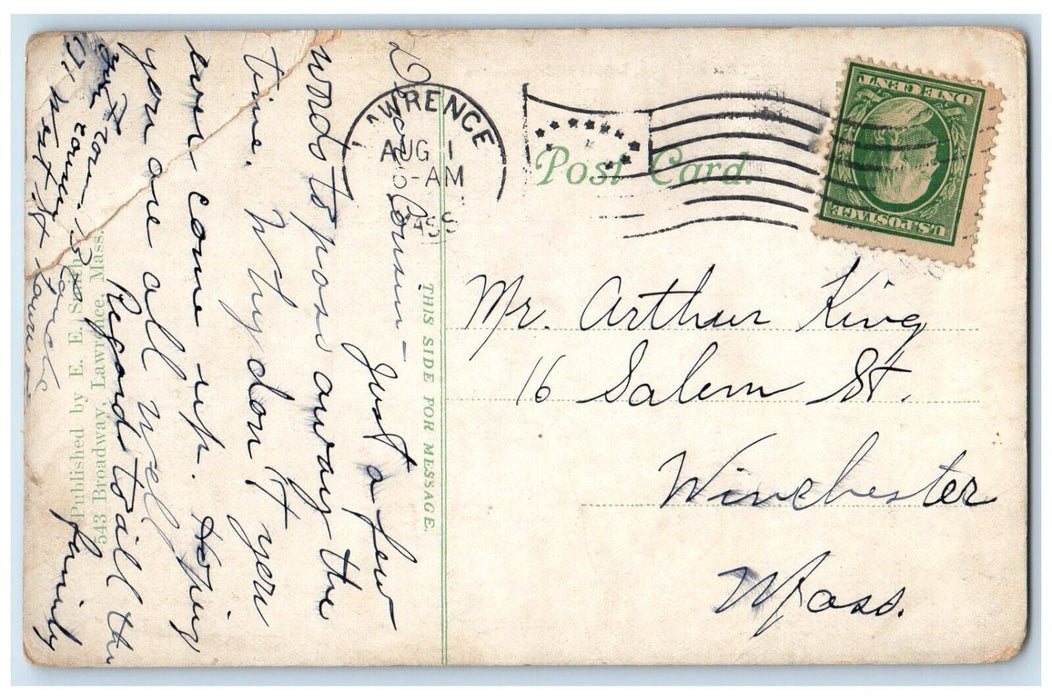 c1910's Bruce School Building Clock Tower Lawrence Massachusetts MA Postcard