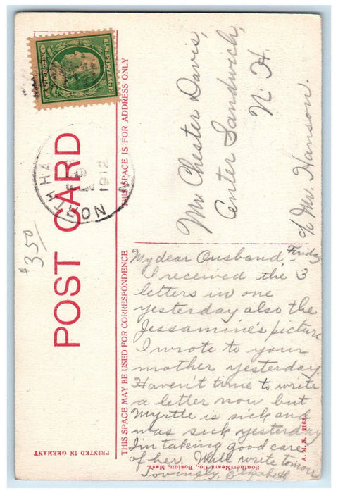 1912 View of Town and Brook Plymouth Massachusetts MA Antique Postcard